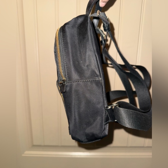 Kate Spade New York Nylon Mini Backpack Purse Black Gold - Picture 4 of 8